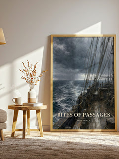 Rites of passages watercolour print in frame leaning in hallway – literary fiction wall art