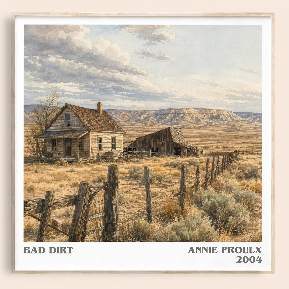 Bad Dirt literary book poster by Annie Proulx – framed literary art print