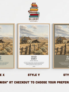 Bad Dirt bookish print in frame leaning in hallway – literary fiction wall art