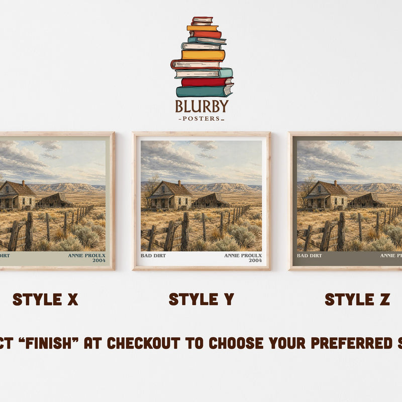 Bad Dirt literary print in frame leaning in hallway – literary fiction wall art