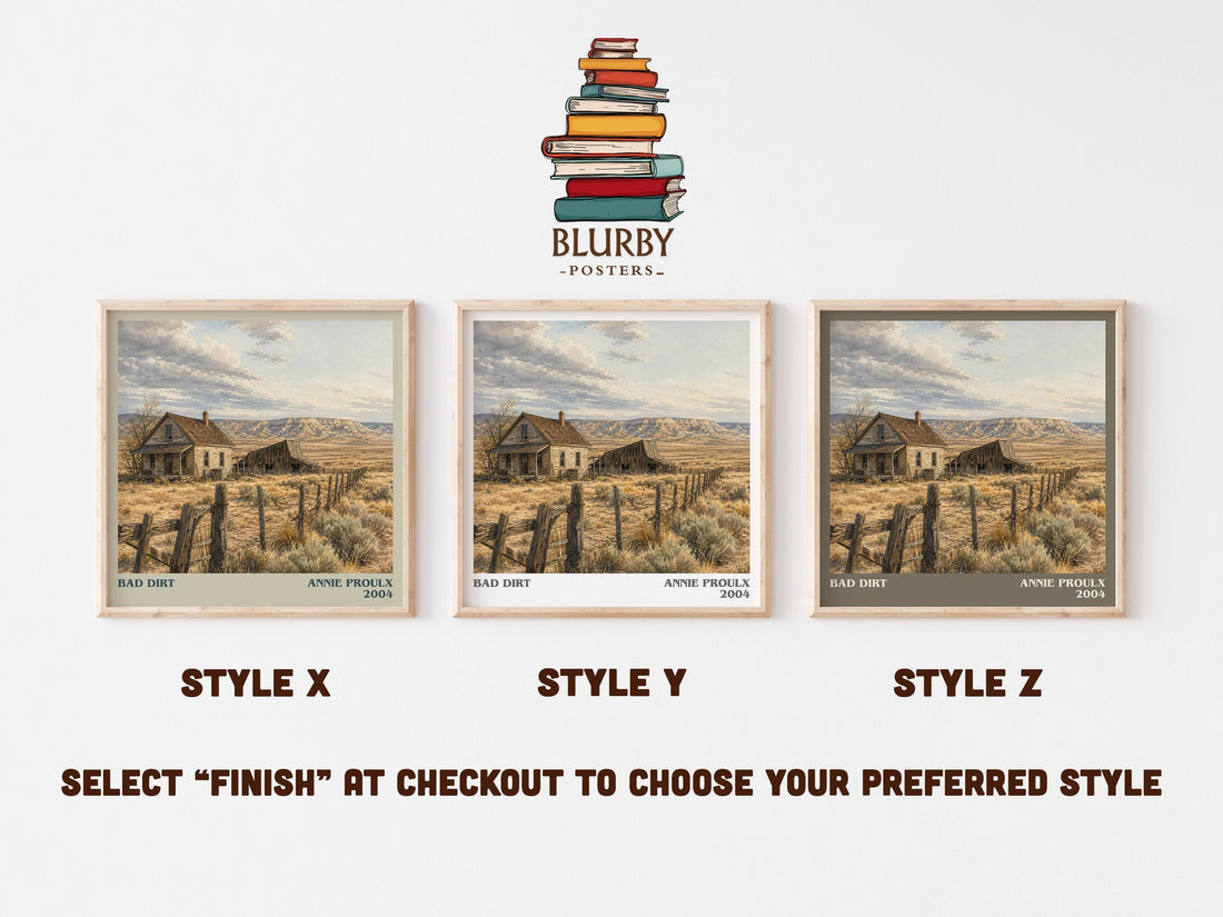 Bad Dirt literary print in frame leaning in hallway – literary fiction wall art (mockup)