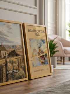 Bad Dirt watercolour print framed by window – literary home decor