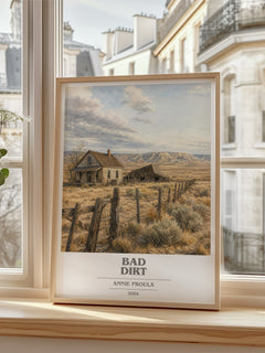 Bad Dirt book cover poster colour and style options – Annie Proulx book art
