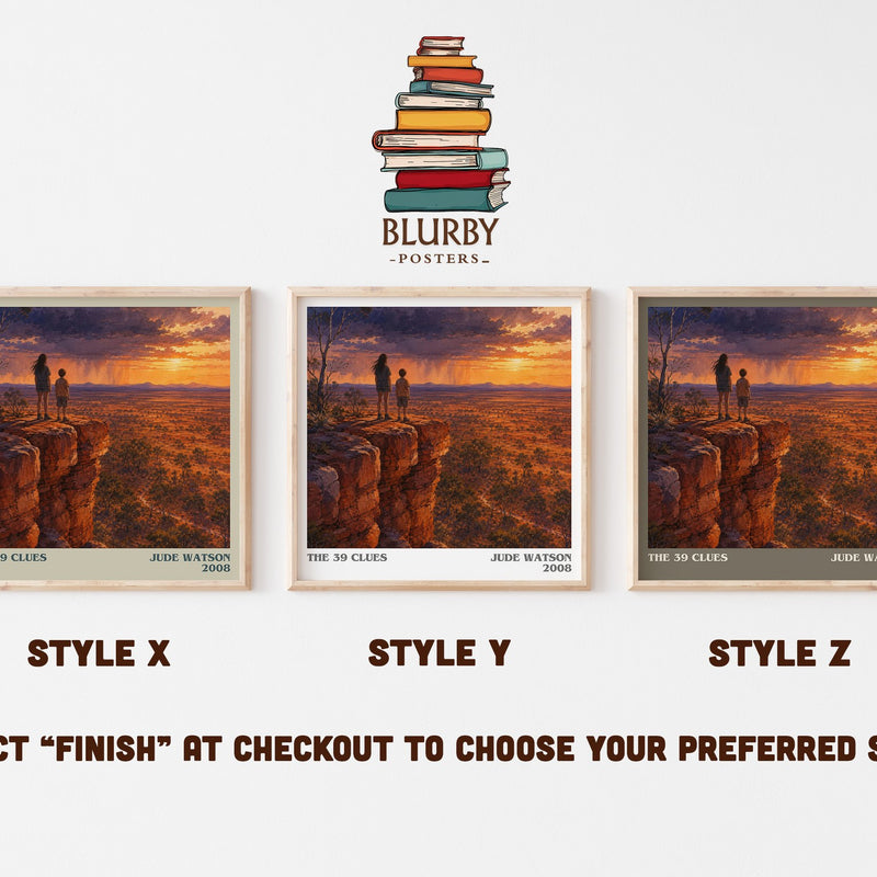 The 39 Clues literary print in frame leaning in hallway – adventure wall art