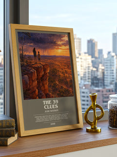 The 39 Clues bookish print framed by window – literary home decor
