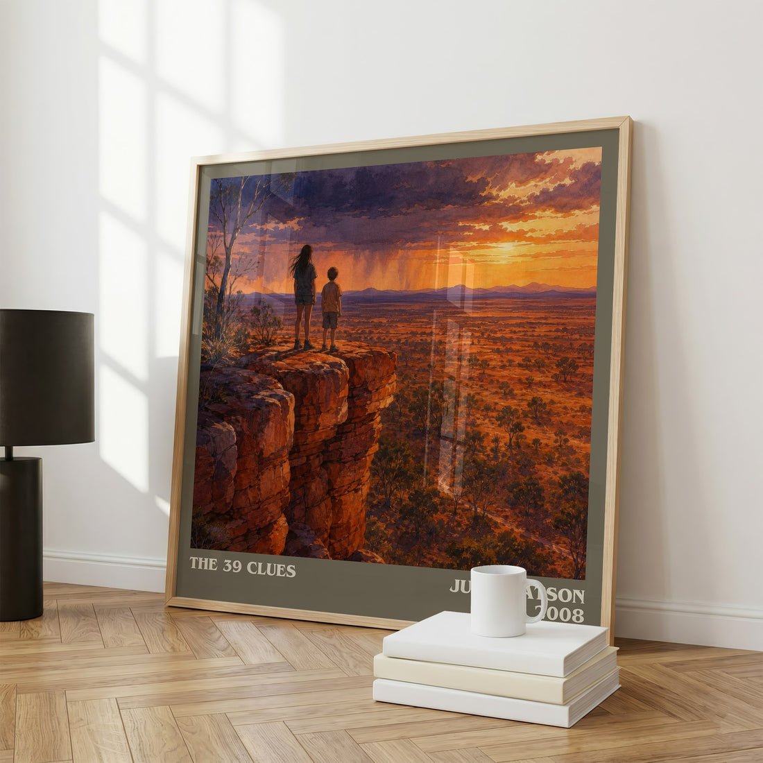 The 39 Clues literary print framed by window – literary home decor