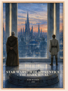 Star Wars - Jedi Apprentice - The Dark Rival watercolour book poster by Jude Watson – framed literary art print