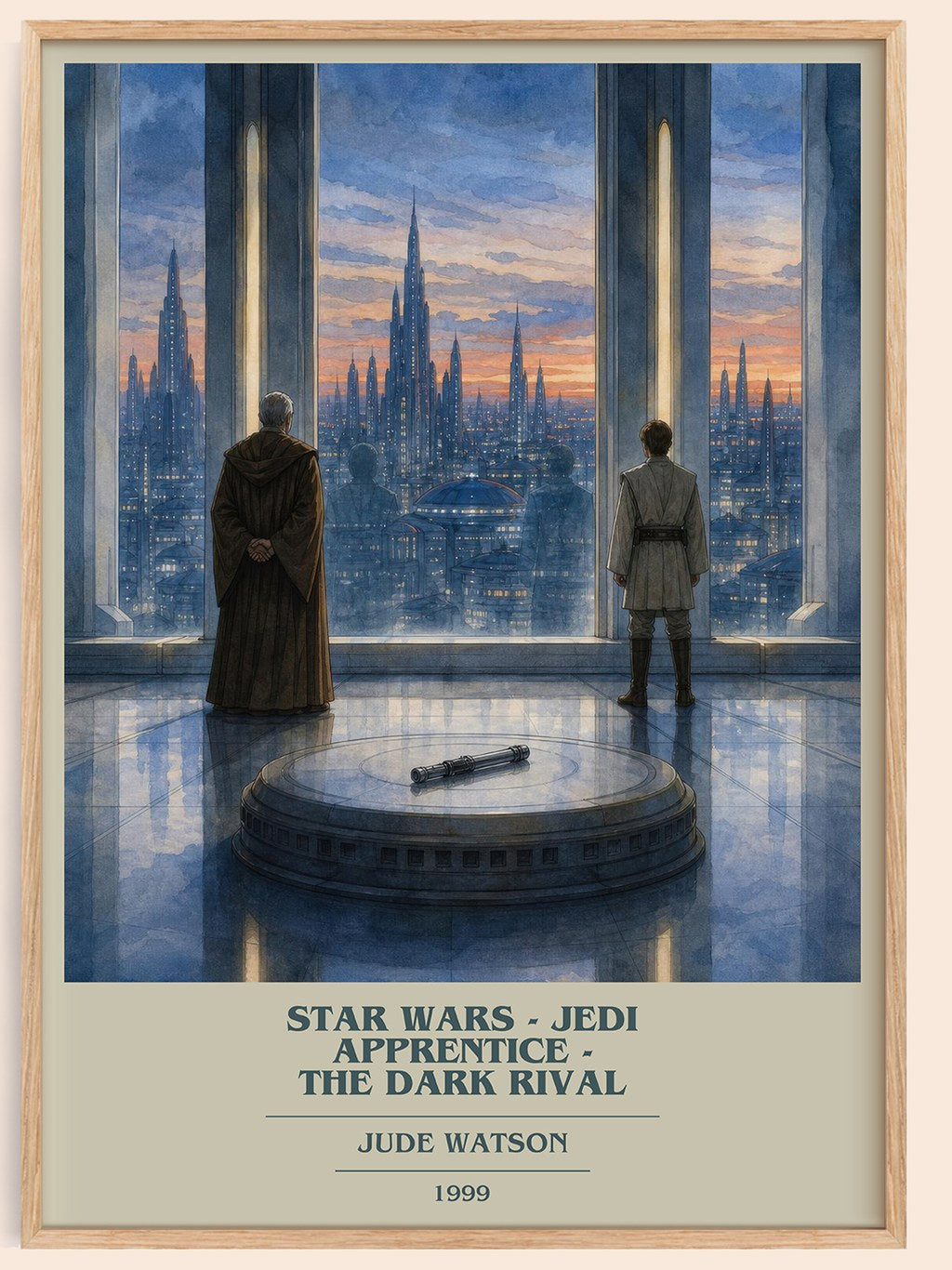 Star Wars - Jedi Apprentice - The Dark Rival book cover book poster by Jude Watson – framed literary art print