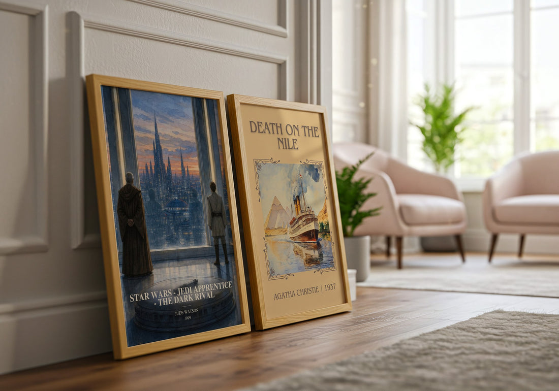 Star Wars - Jedi Apprentice - The Dark Rival watercolour print framed by window – literary home decor