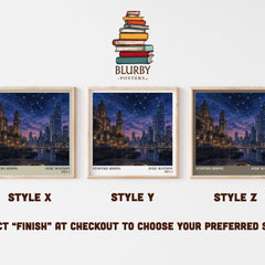 Vespers Rising literary print in frame leaning in hallway – adventure wall art