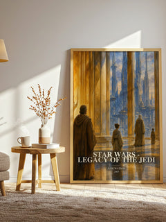 Star Wars - Legacy of the Jedi watercolour print in frame leaning in hallway – sci fi wall art