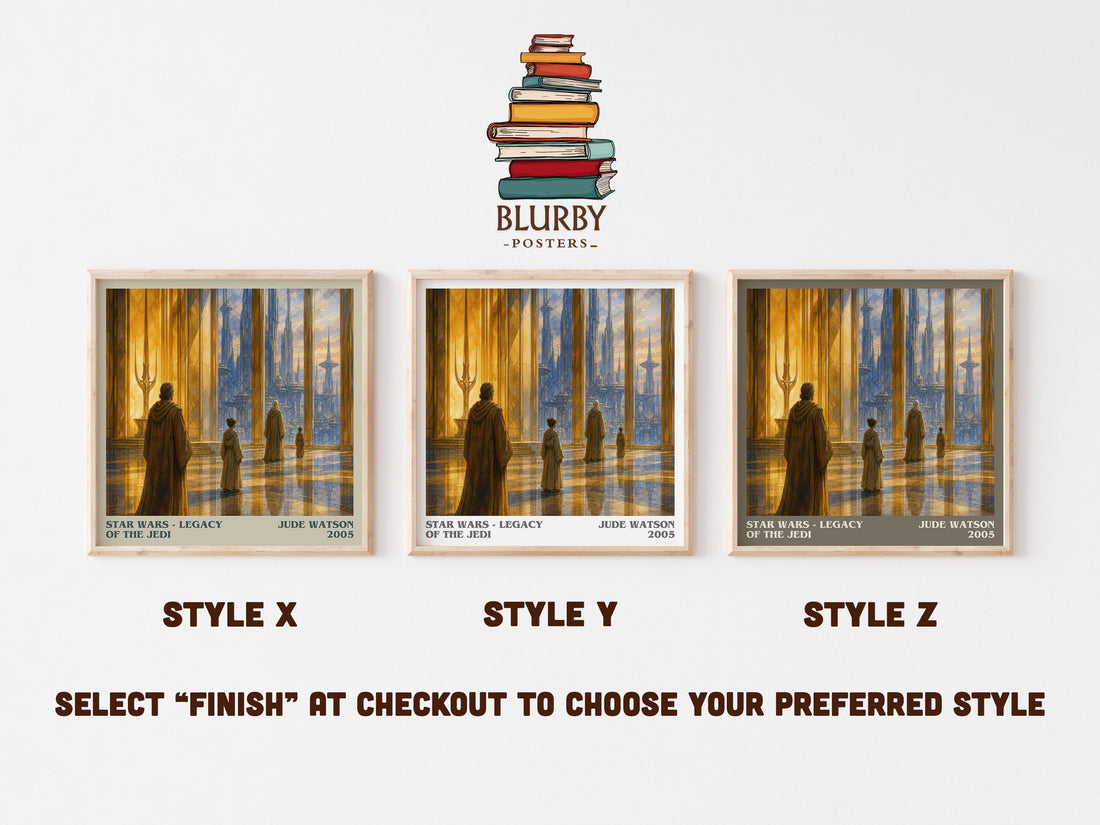 Star Wars - Legacy of the Jedi literary print in frame leaning in hallway – sci fi wall art (mockup)