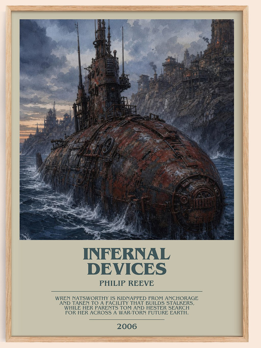Infernal devices bookish book poster by Philip Reeve – framed literary art print