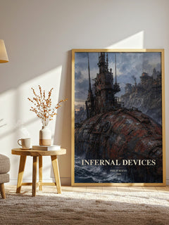 Infernal devices watercolour print in frame leaning in hallway – young adult wall art
