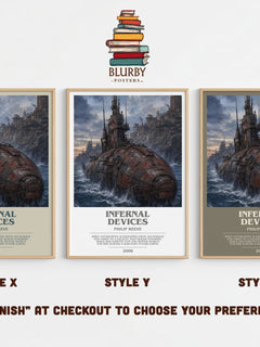 Infernal devices Bookish Wall Art by Philip Reeve – Style X, Y and Z side by side – choose your finish