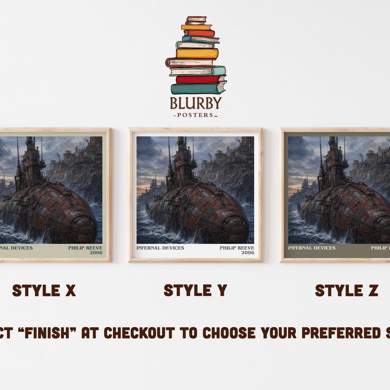 Infernal devices literary print in frame leaning in hallway – young adult wall art