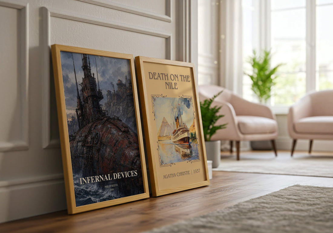Infernal devices watercolour print framed by window – literary home decor