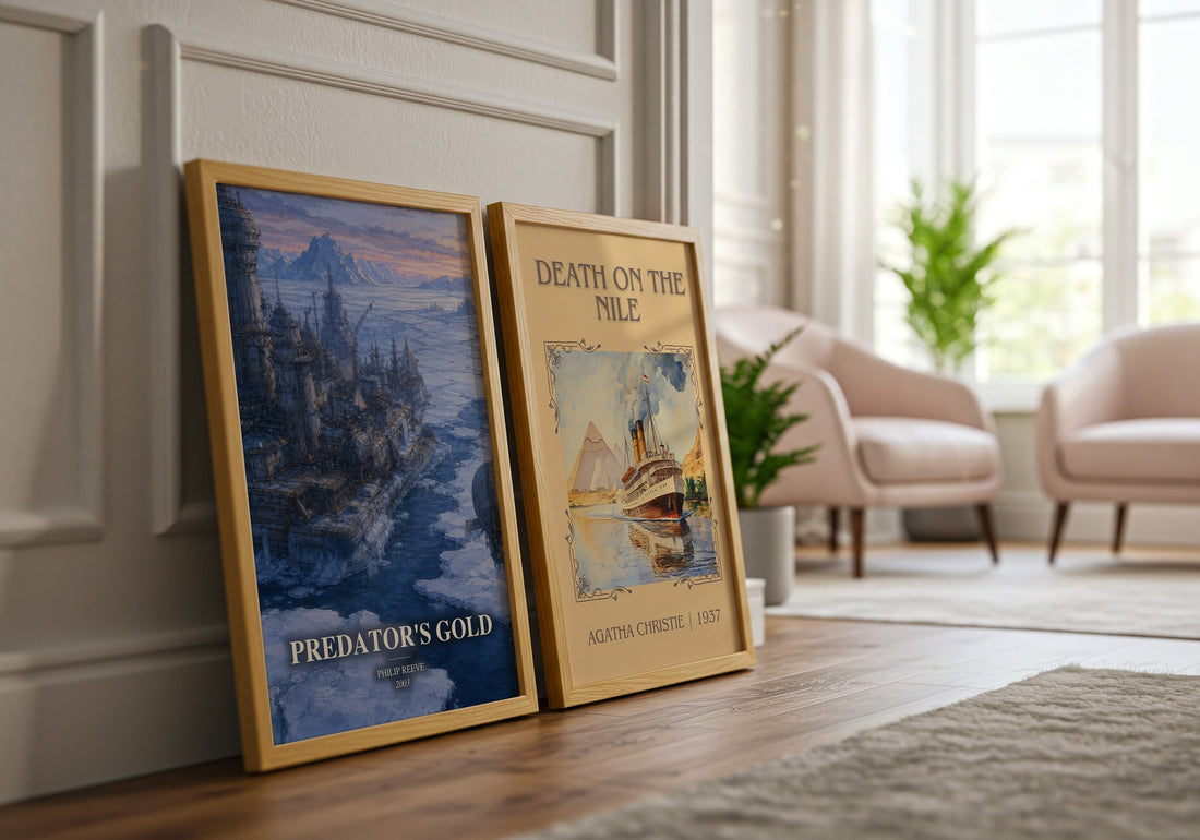 Predator's Gold watercolour print framed by window – literary home decor