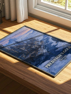 Predator's Gold watercolour book poster framed on wall – sci fi wall art