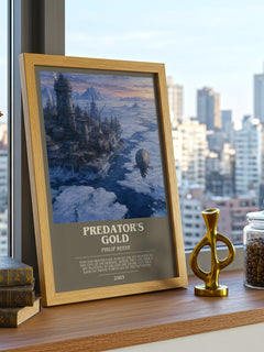 Predator's Gold bookish print framed by window – literary home decor