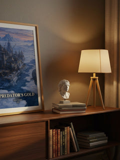 Predator's Gold watercolour print on bookshelf – Philip Reeve fan gift