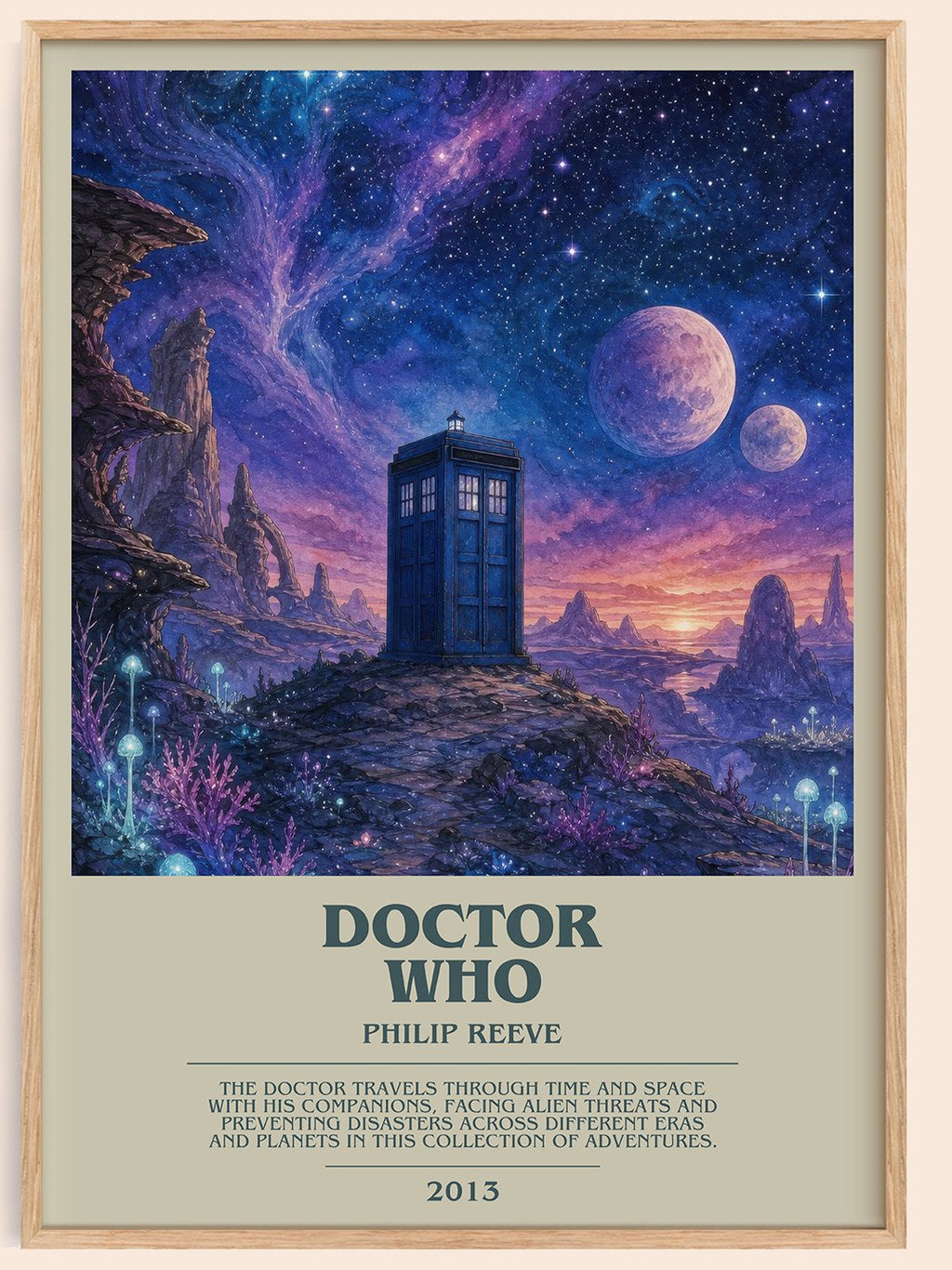 Doctor Who bookish book poster by Philip Reeve – framed literary art print