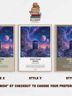Doctor Who bookish print in frame leaning in hallway – sci fi wall art