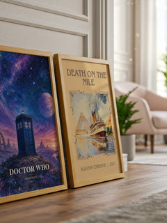 Doctor Who watercolour print framed by window – literary home decor
