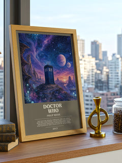 Doctor Who bookish print framed by window – literary home decor