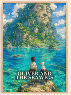 Oliver And The Seawigs watercolour book poster by Philip Reeve – framed literary art print