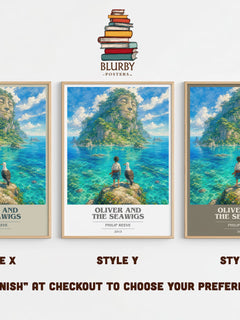 Oliver And The Seawigs book cover print in frame leaning in hallway – childrens wall art