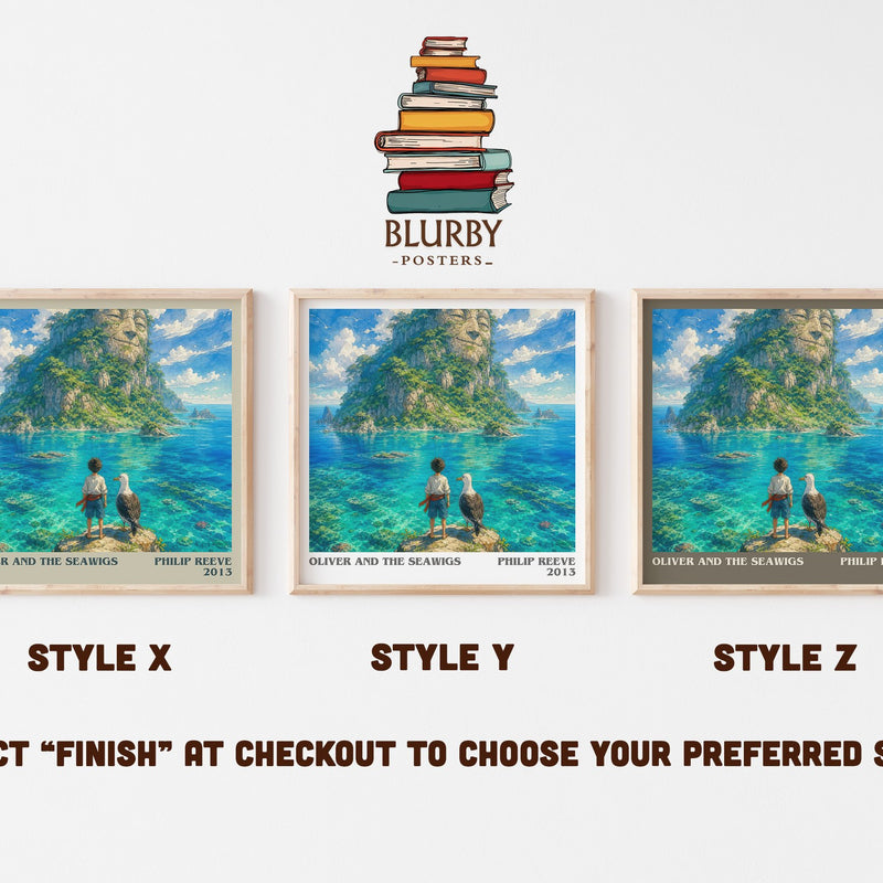 Oliver And The Seawigs literary print in frame leaning in hallway – childrens wall art
