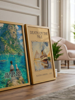 Oliver And The Seawigs watercolour print framed by window – literary home decor