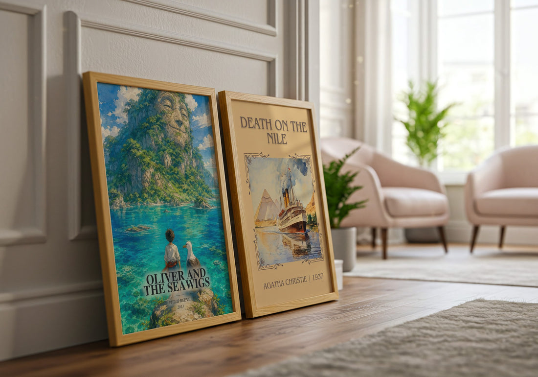 Oliver And The Seawigs watercolour print framed by window – literary home decor