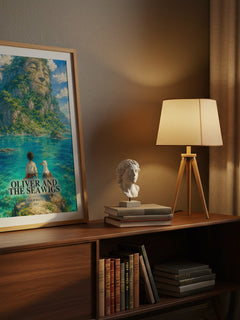 Oliver And The Seawigs watercolour print on bookshelf – Philip Reeve fan gift