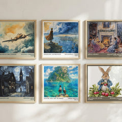 Oliver And The Seawigs Literary Art Print by Philip Reeve – square print in a six-frame gallery wall