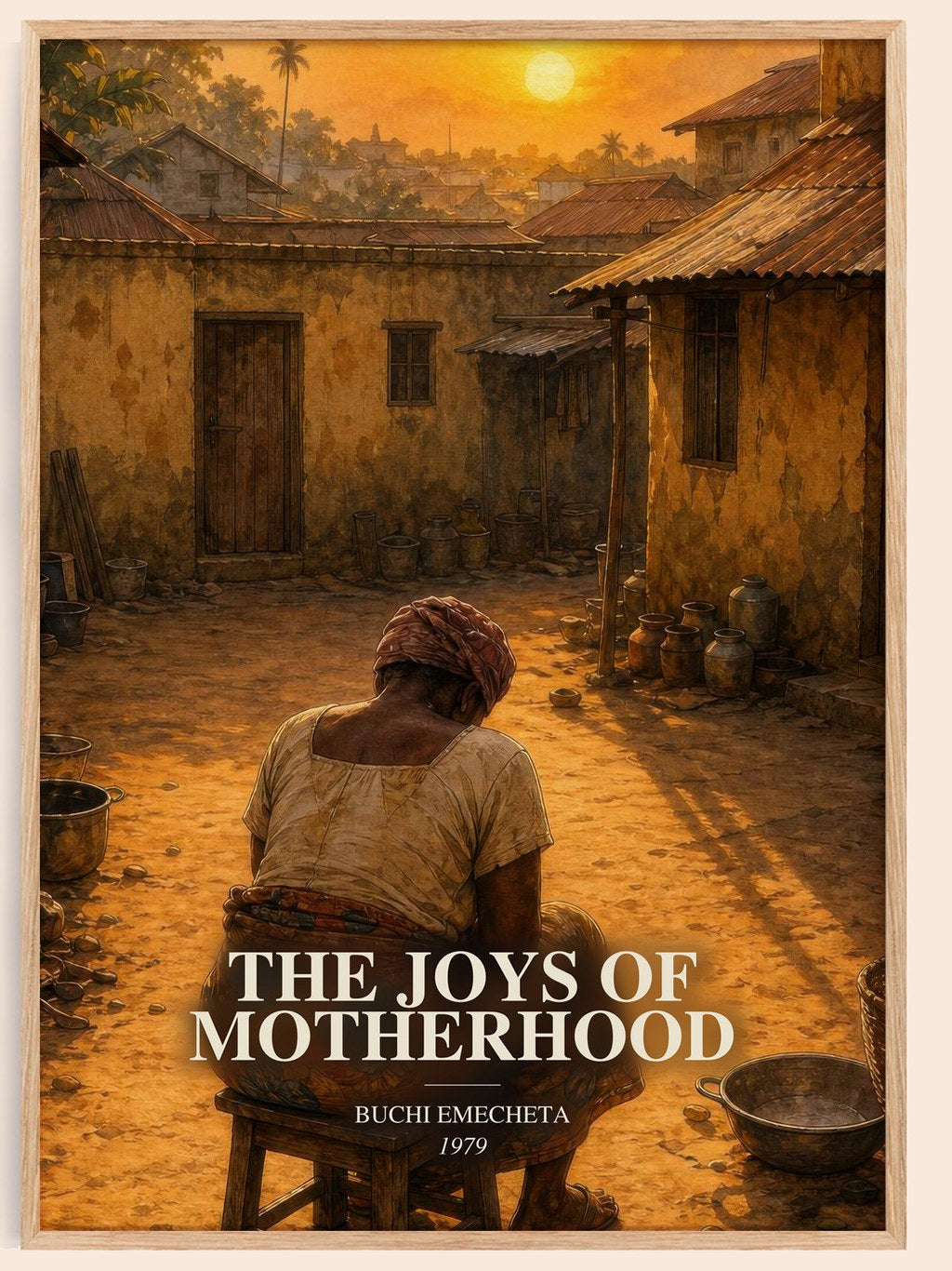 The Joys of Motherhood watercolour book poster by Buchi Emecheta – framed literary art print