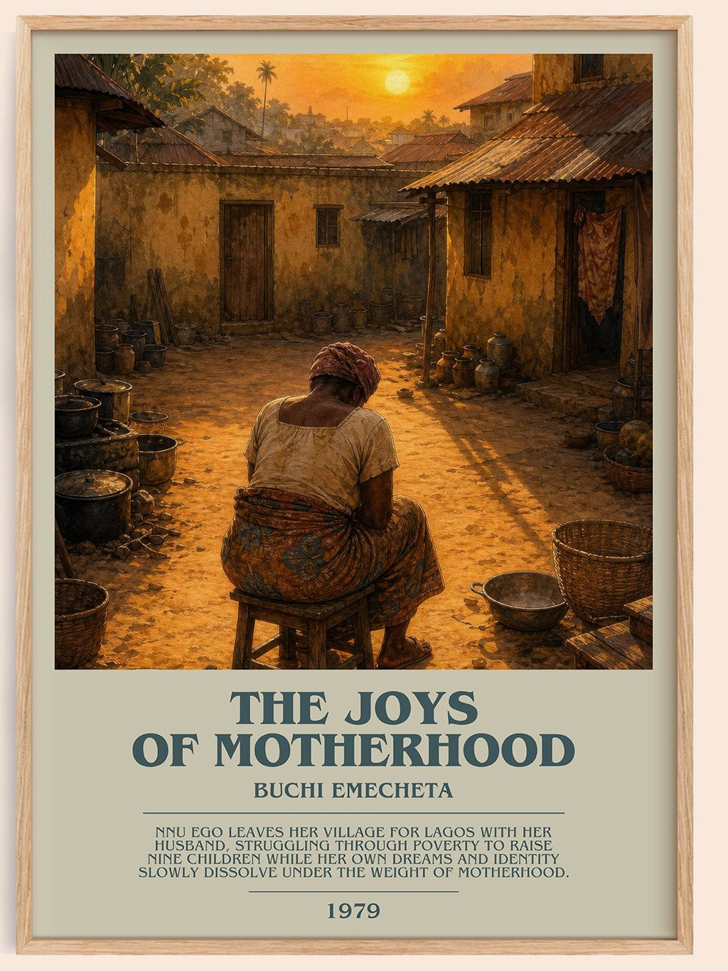 The Joys of Motherhood bookish book poster by Buchi Emecheta – framed literary art print