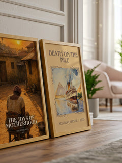 The Joys of Motherhood watercolour print framed by window – literary home decor