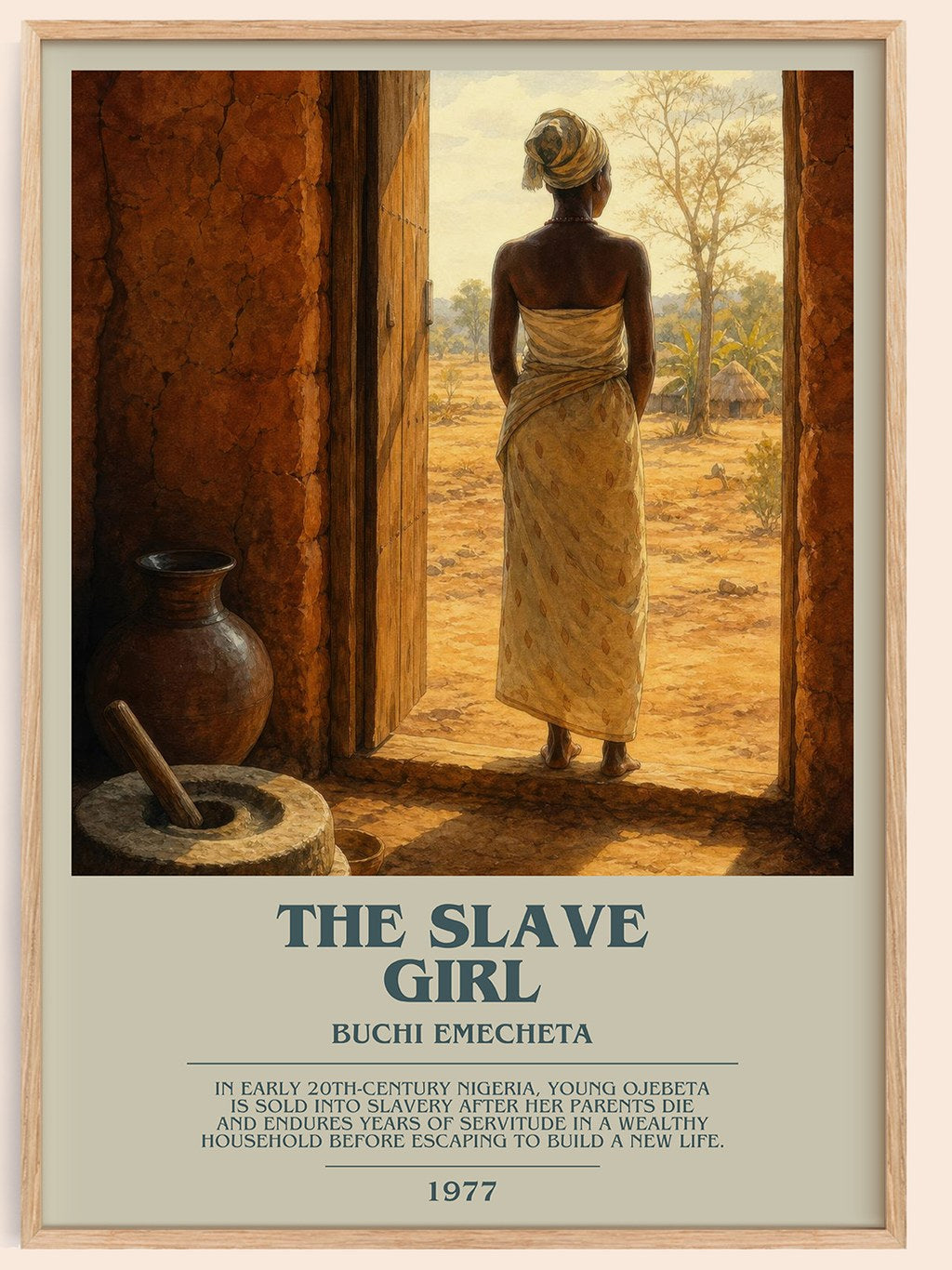The slave girl bookish book poster by Buchi Emecheta – framed literary art print