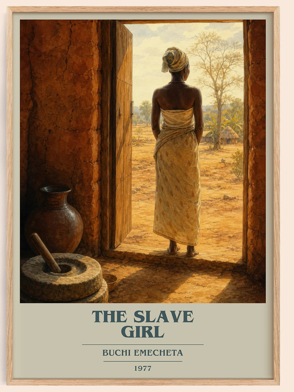 The slave girl book cover book poster by Buchi Emecheta – framed literary art print