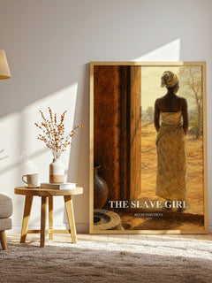 The slave girl watercolour print in frame leaning in hallway – historical fiction wall art