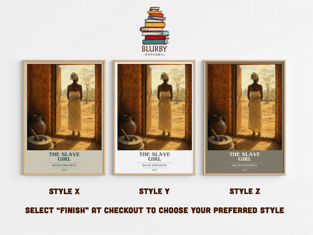 The slave girl book cover print in frame leaning in hallway – historical fiction wall art (mockup)