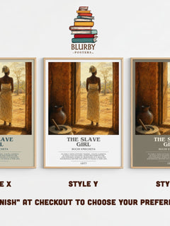 The slave girl Bookish Wall Art by Buchi Emecheta – Style X, Y and Z side by side – choose your finish