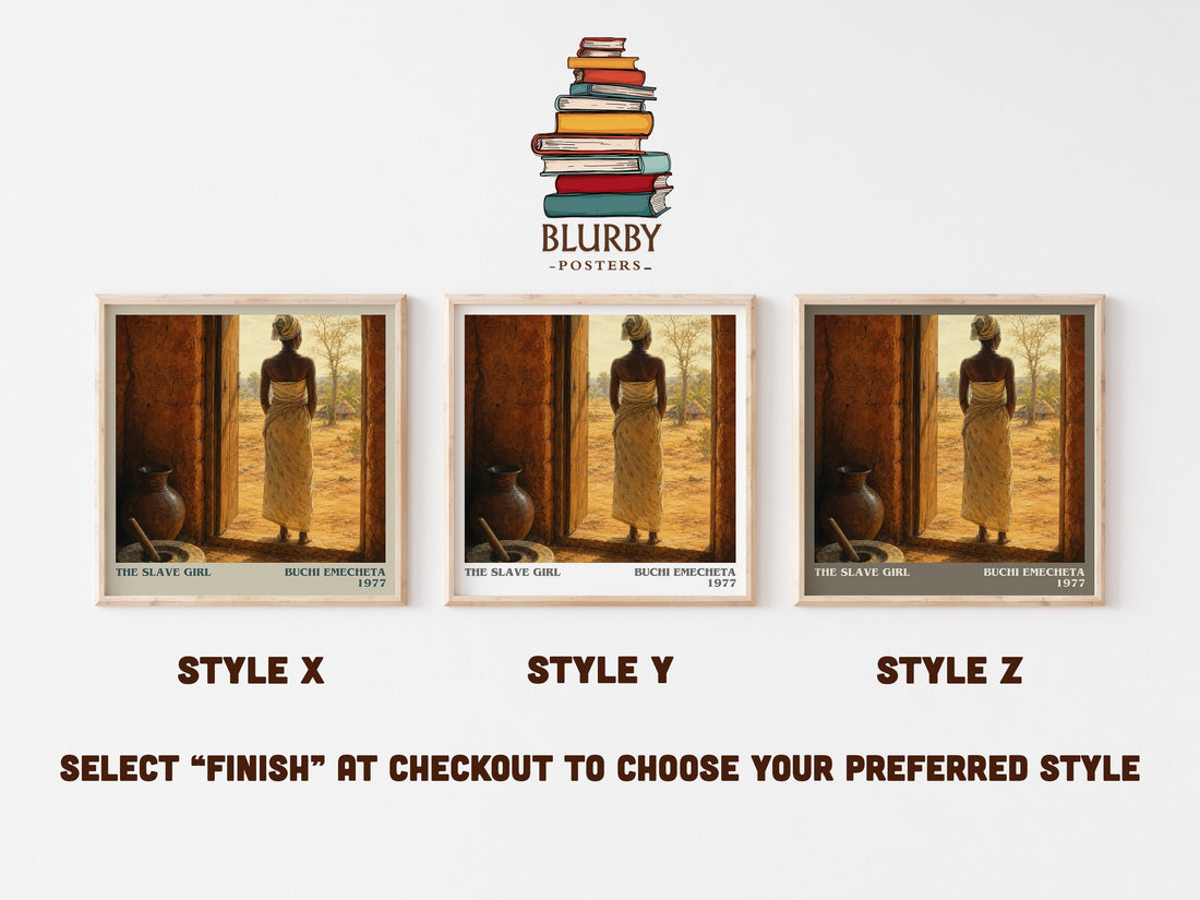 The slave girl literary print in frame leaning in hallway – historical fiction wall art (mockup)