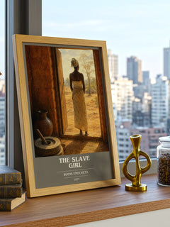 The slave girl book cover print framed by window – literary home decor