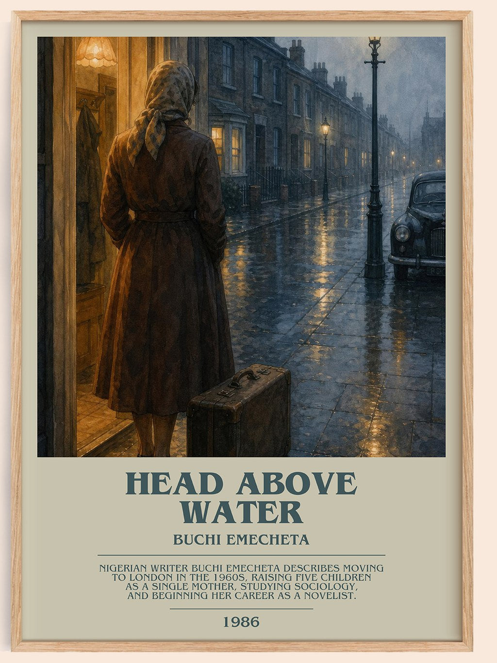 Head above water bookish book poster by Buchi Emecheta – framed literary art print