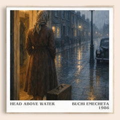 Head above water literary book poster by Buchi Emecheta – framed literary art print