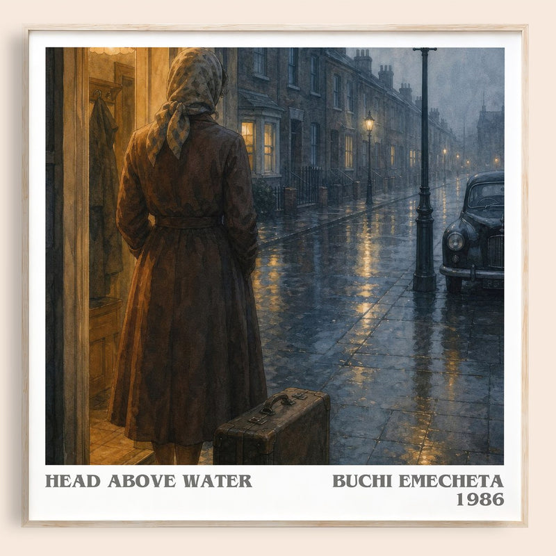 Head above water literary book poster by Buchi Emecheta – framed literary art print