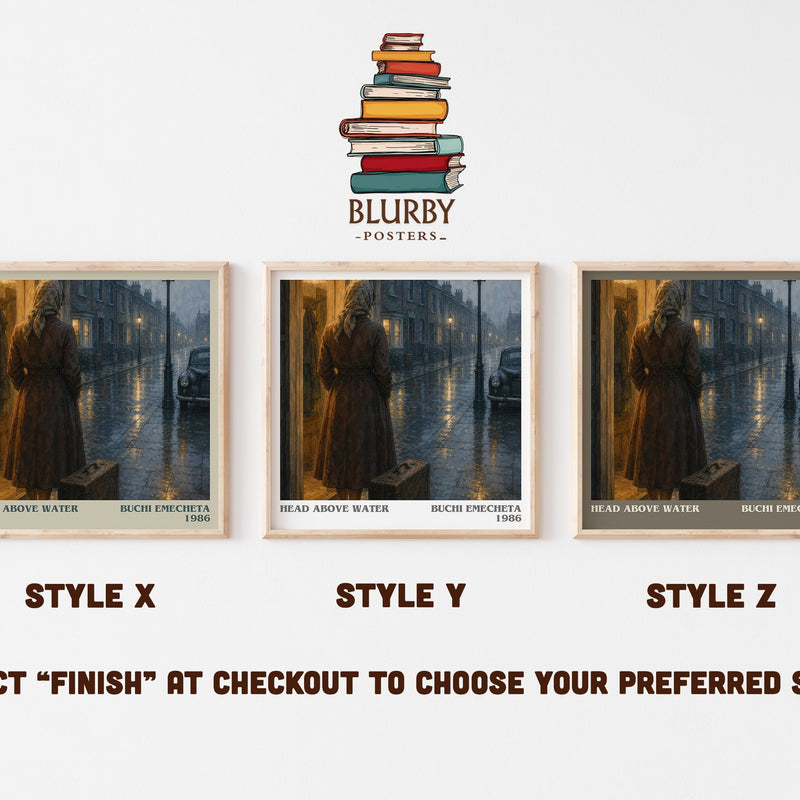 Head above water literary print in frame leaning in hallway – memoir wall art